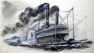 Race on the Mississippi art by 20th Century unidentified artist