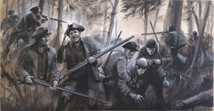George Washington's men fell back through the bleak winter countryside art by Graham Coton