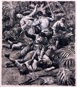 Elizabeth's Eagles: Sir Walter Raleigh in Battle art by Cecil Doughty
