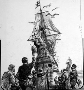 The Golden Hind Sets Sail 2 art by Cecil Doughty
