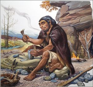 Neanderthal Tool Maker art by Bernard Long