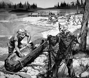 Building an Ancient Boat art by Angus McBride