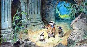 The Wind in the Willows: Badger and Mole at night art by Philip Mendoza