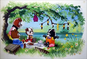 Jolly Dogs Picnic Time art by William Francis Phillipps