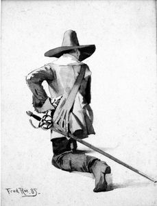 Study of a Roundhead Cavalry Officer art by Fred Roe