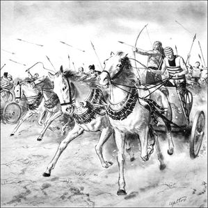 The Pharaoh Pursues the Israelites art by Clive Uptton