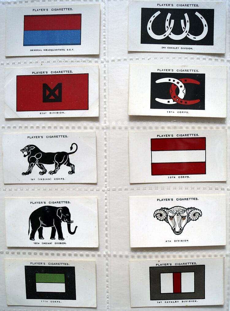 Complete Set of 100 'Army Corps and Divisional Signs: 1914 - 1918 (#51 - #150)' John Player & Sons Cigarette Cards (1925)
