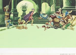 Sleeping Beauty - prince finds everyone asleep art by Ron Embleton