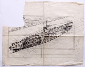U-Boat art by Leslie Ashwell Wood