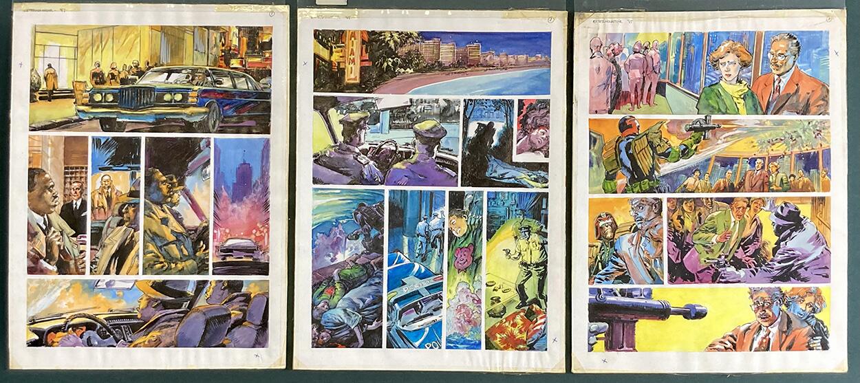 The Exterminator - Judge Dredd Art Pages from Prog 924 (THREE pages) art by Emilio Frejo