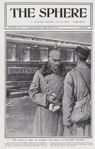 The Kaiser at Nish (original cover page from The Sphere 1916) art by Fortunino Matania