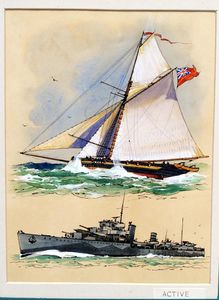 H. M. S. Active art by John S Smith