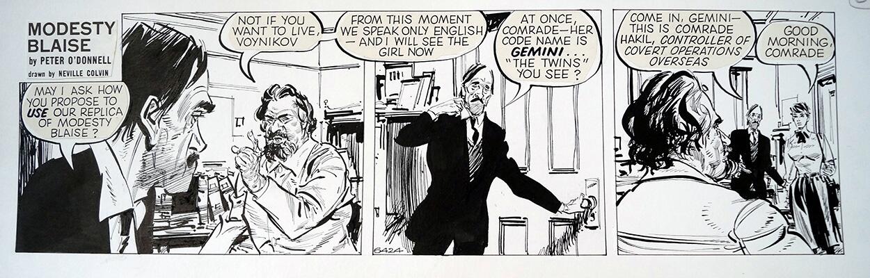 Modesty Blaise daily strip 6424 art by Neville Colvin