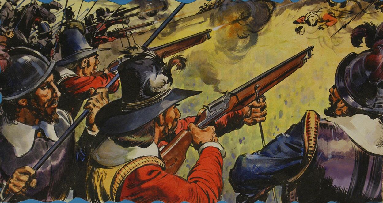 Musket Volley art by Barrie Linklater