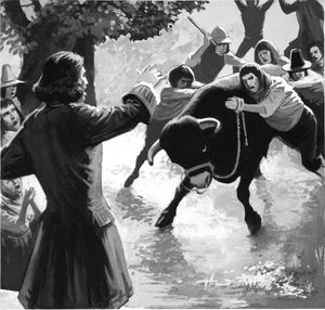 John Wesley - The Perils of Preaching In The Country art by Ralph Bruce