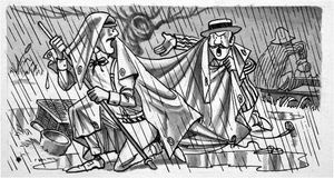 Three Men In A Boat: Tense Tent Trouble art by Peter Woolcock