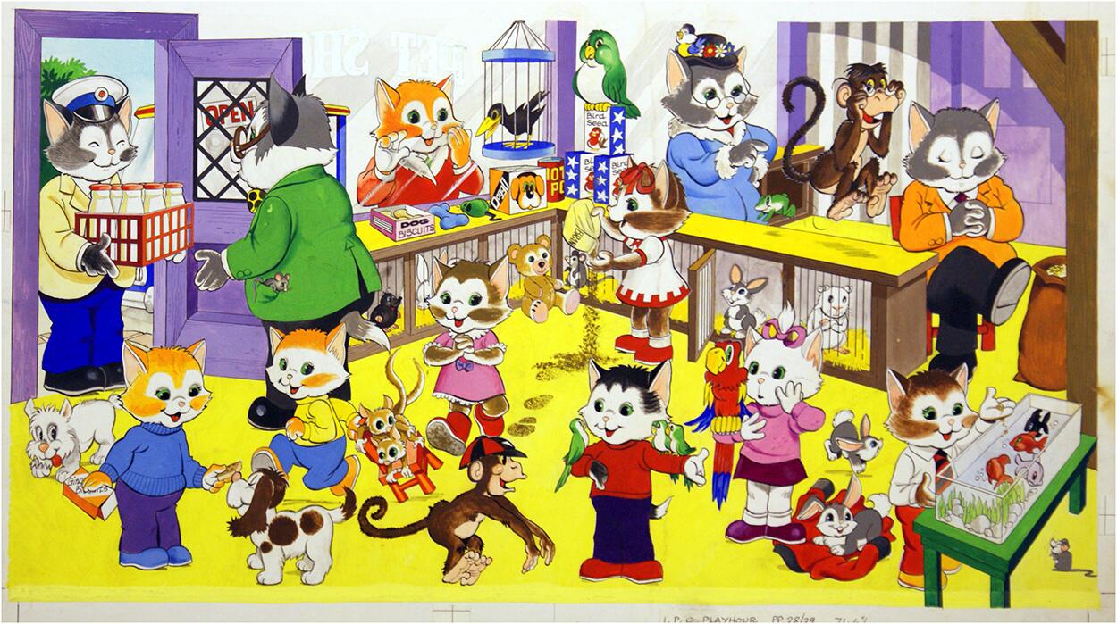Pet Shop Frolics (TWO pages) art by Peter Woolcock