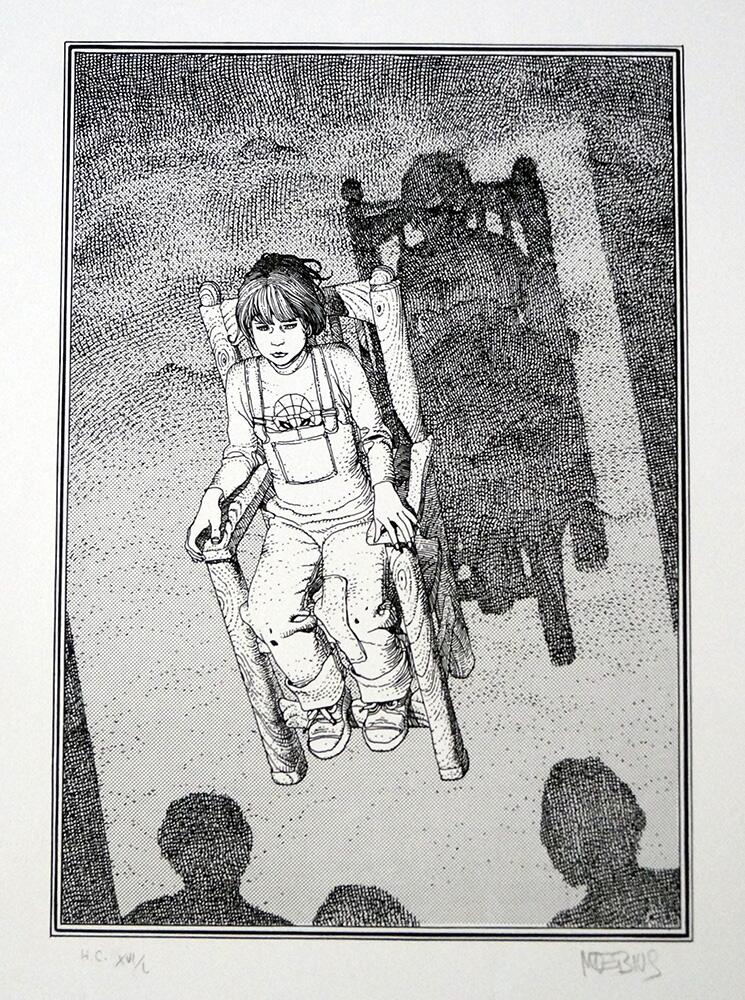Comic Fan on The Parapsychological Floating Chair art by Moebius (Jean Giraud)