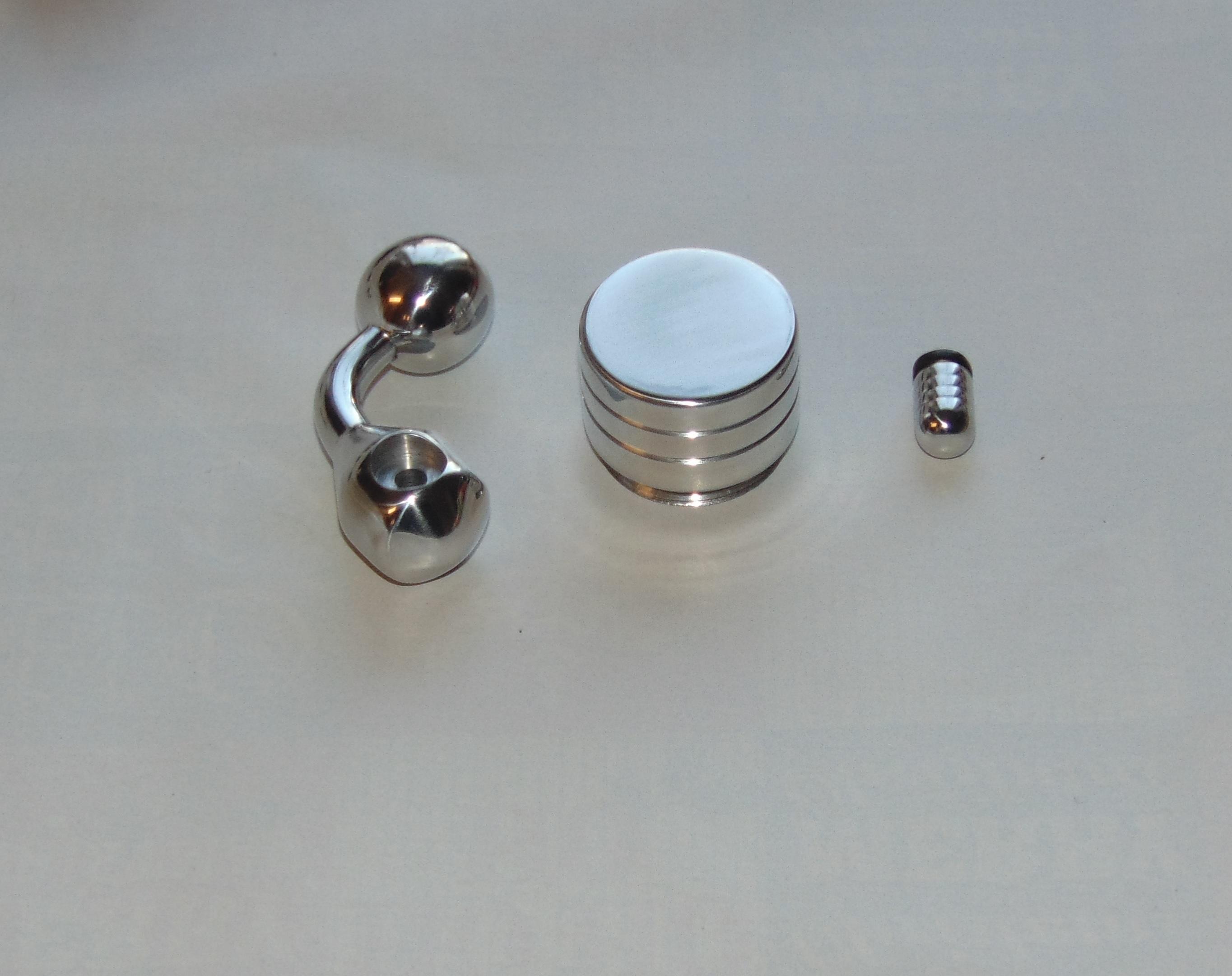 Polished Aluminium bolt handle, cylinder cap and safety knob set.