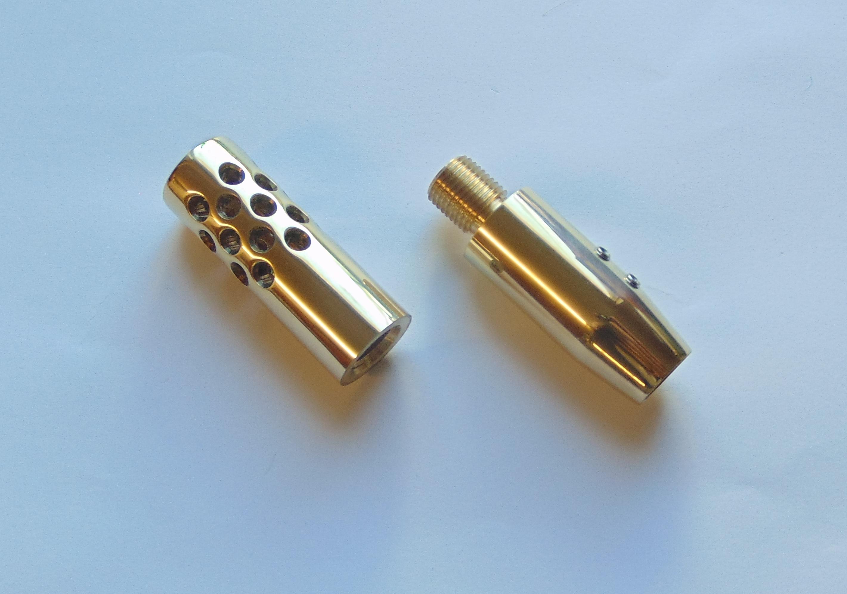 Polished Brass Silencer Adaptor With Muzzle Brake