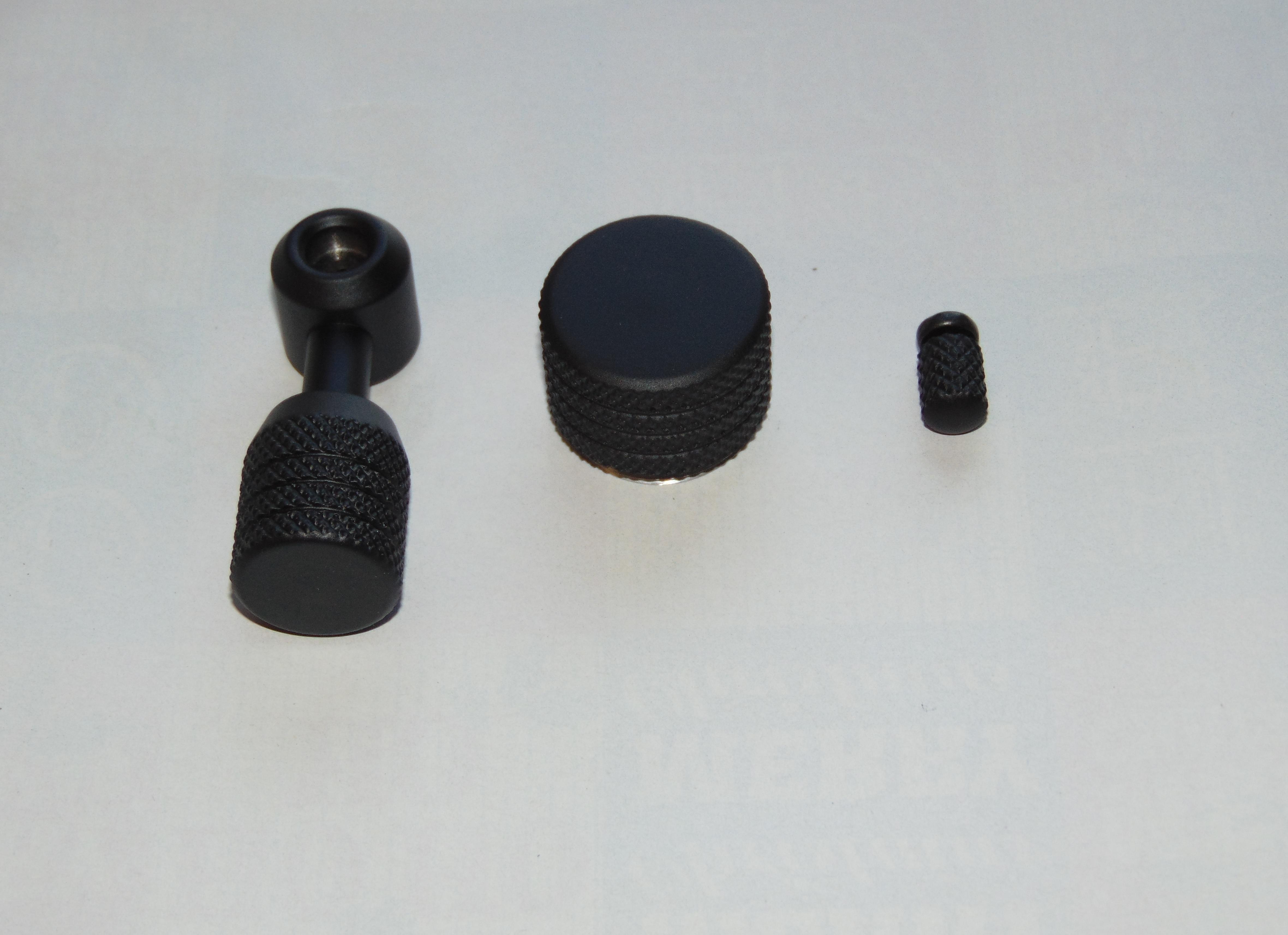 Black Knurled Straight Bolt, Cylinder Cap and Safety set.