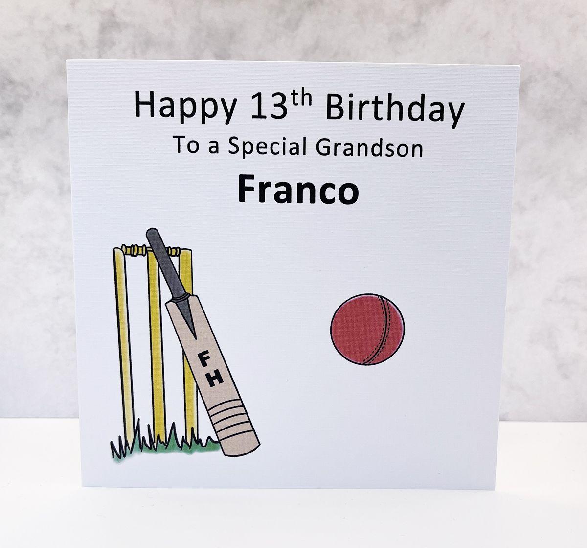 Personalised Birthday Card Cricket