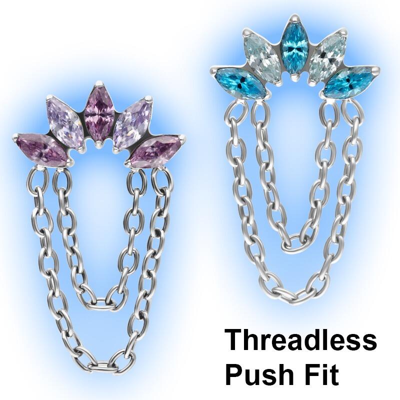 Azure Bloom - Titanium Threadless Body Piercing Attachment