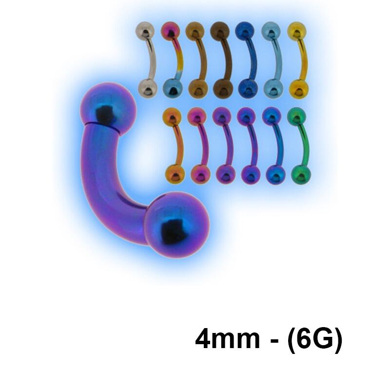 4mm (6 gauge) Titanium Internal Threaded Curved Prince Albert PA Barbell