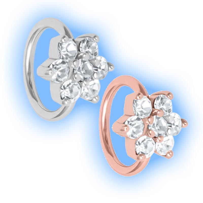 1.2mm (16g) Steel Jewelled Flower Ring