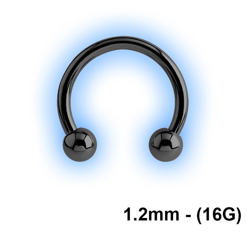 1.2mm (16g) Black PVD Titanium Circular Barbell With Balls
