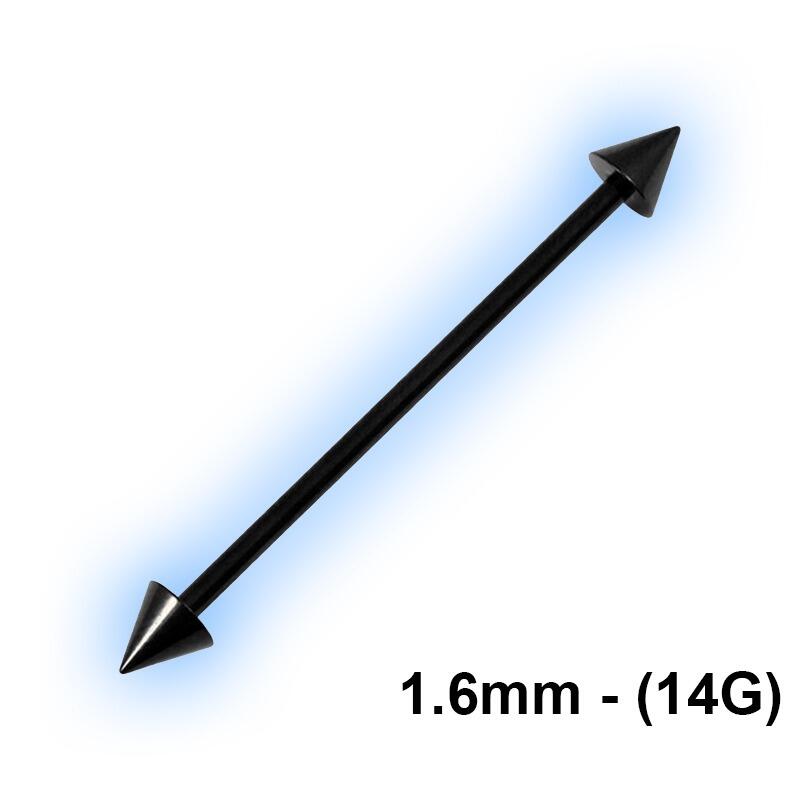 Black PVD Steel Scaffold Industrial Barbell 1.6mm (14g) - Cones