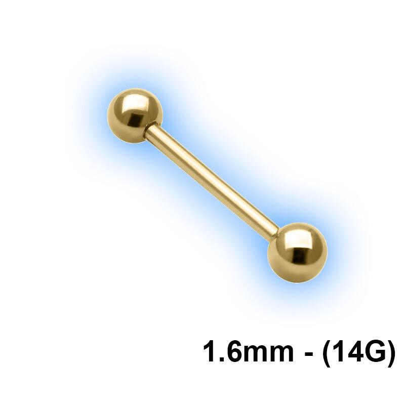 Nipple Bar - Gold PVD Titanium Barbell With Balls