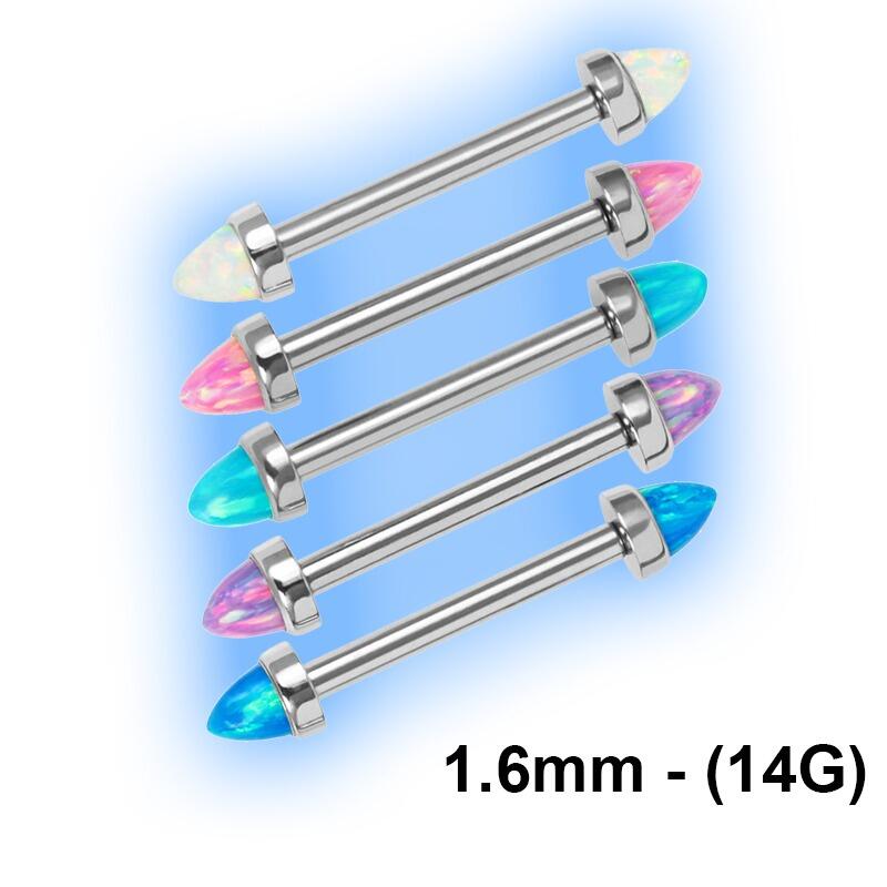 Nipple Bar - Titanium Internal Thread - Opal Cones