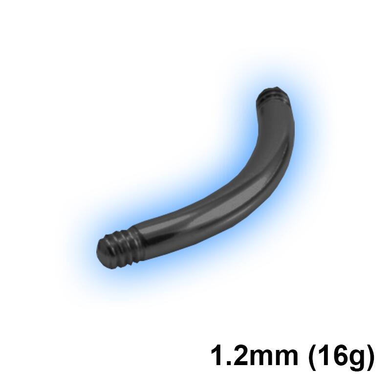 Black PVD Titanium Plain Micro Curved Barbell Shaft Only - 1.2mm (16g)
