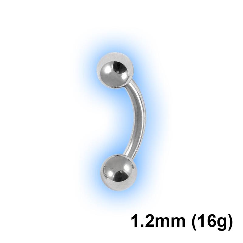 316L Surgical Steel Plain Micro Curved Barbell - 1.2mm (16g)