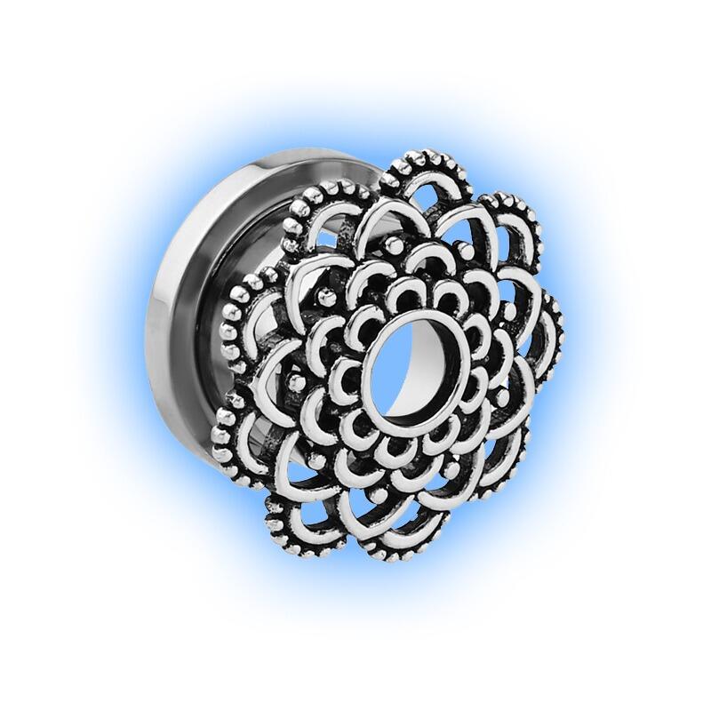 Stainless Steel Flower Filigree Screw Tunnel