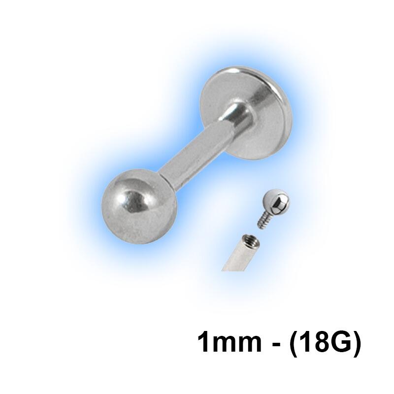 1mm (18g) Titanium Internally Threaded Labret With Ball