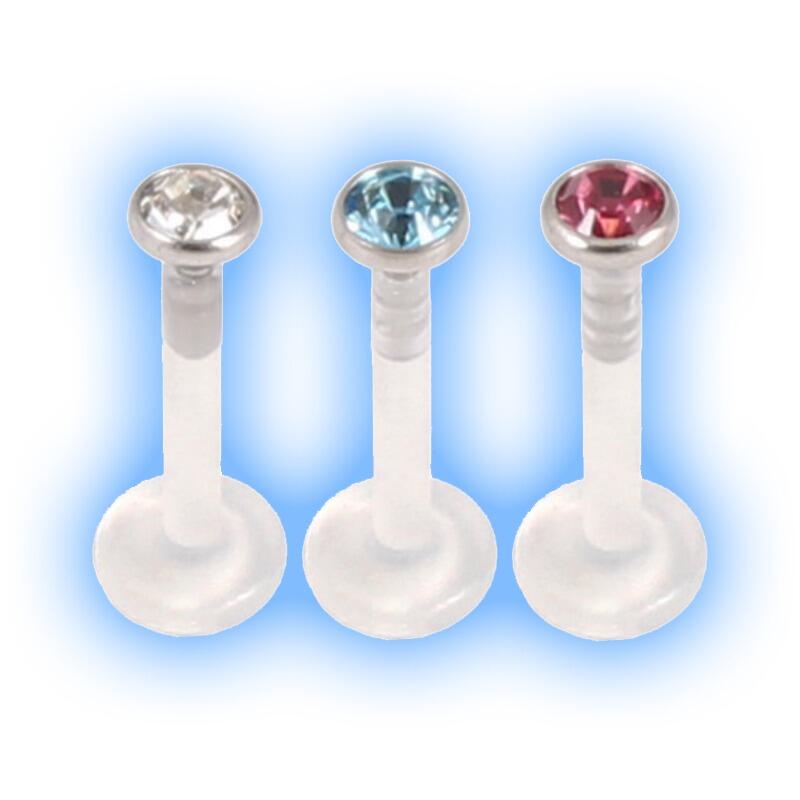 Bioflex Push Fit Labret Stud - Titanium Gem Disk (3mm)