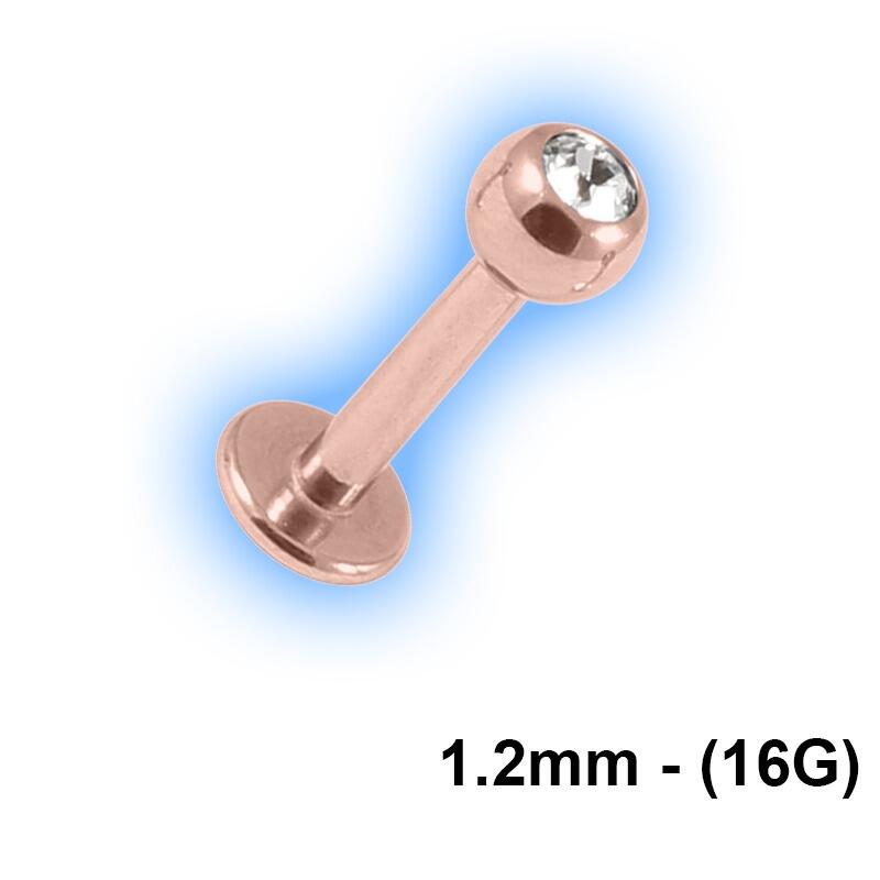 Rose Gold PVD Gem Titanium Labret - 1.2mm (16g) EXT