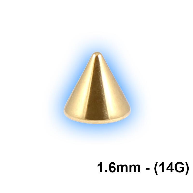 Gold  PVD Titanium External Thread Attachment 14G - Plain Cone (EXT)