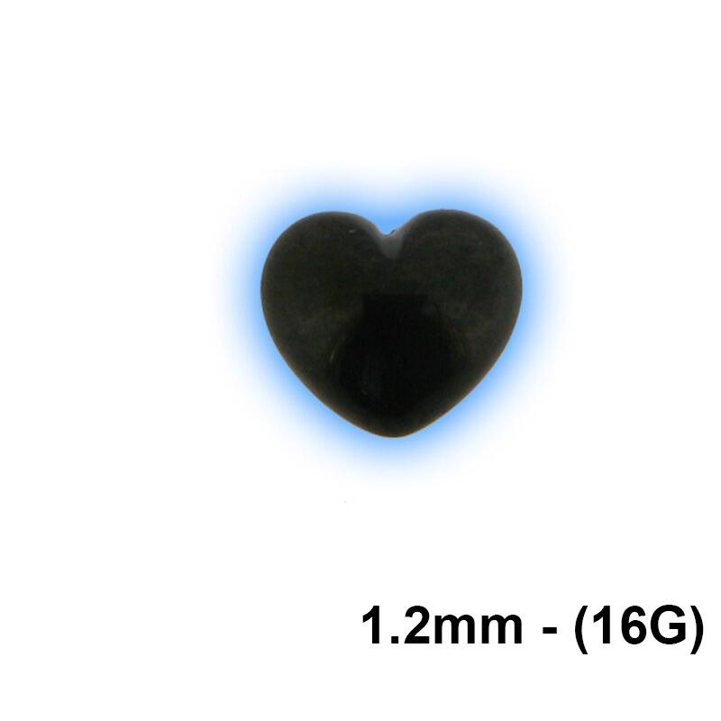 Black PVD Steel External Thread Attachment 16G - Heart (EXT)