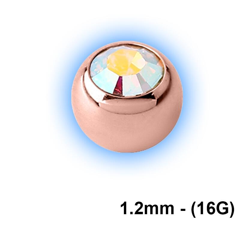 Rose Gold  PVD Titanium External Thread Attachment 16G - Jewelled Ball (EXT)