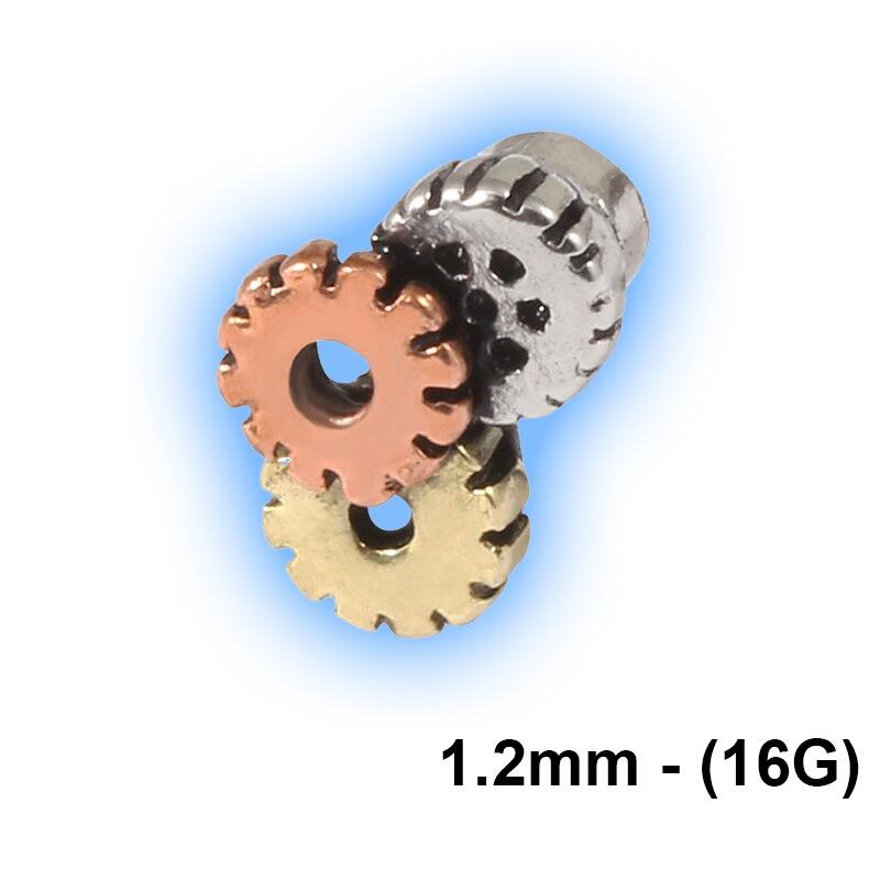 Steel External Thread Attachment 16G - Steampunk Cogs (EXT)