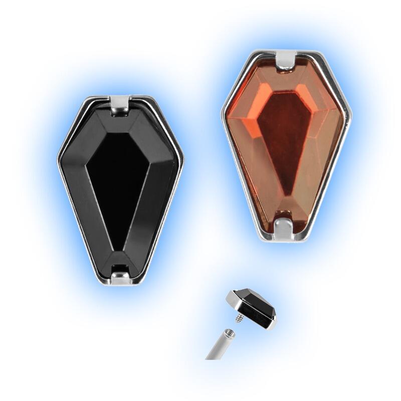 Titanium 1.2mm (16g) Internally Threaded Attachment - Jewelled Coffin