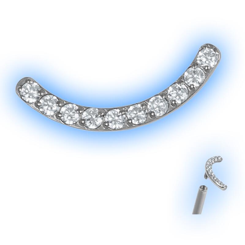 1.2mm (16g) Titanium Internally Threaded Attachment - Jewelled Smile