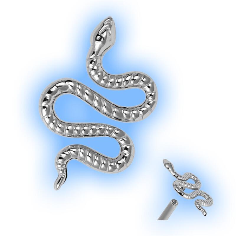 1.2mm (16g) Titanium Internally Threaded Attachment - Plain Viper Snake