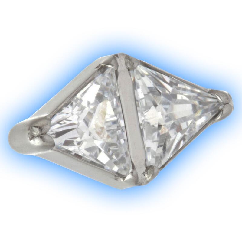 1.6mm (14g) Titanium Internally Threaded Attachment - Clear Double Triangle