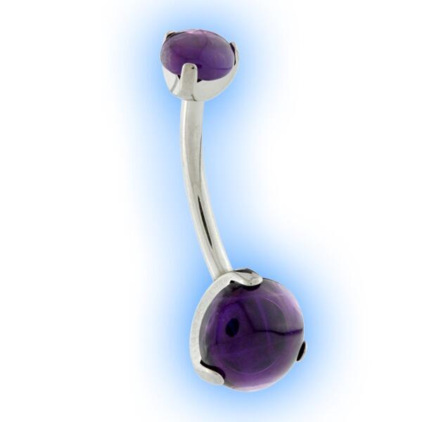 Titanium Internal Thread Claw Set Belly Bar Amethyst