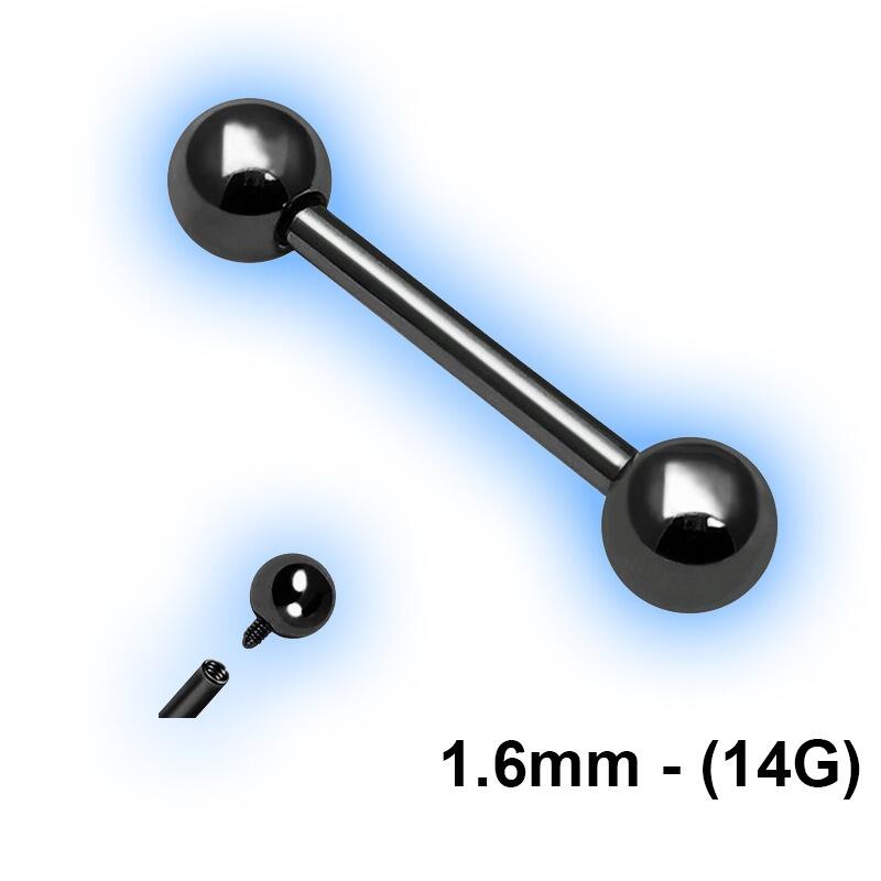 Internal Thread 1.6mm (14g) Black PVD Titanium Straight Barbell