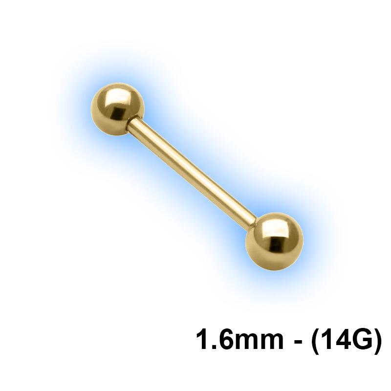 Gold PVD 1.6mm (14g) Titanium Straight Barbell